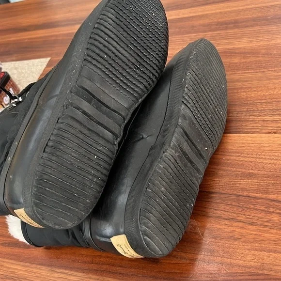 Eddie Bauer Sorel Womens Black Lace Fur Up Snow Boots Size US 7 - Like New - Picture 7 of 10